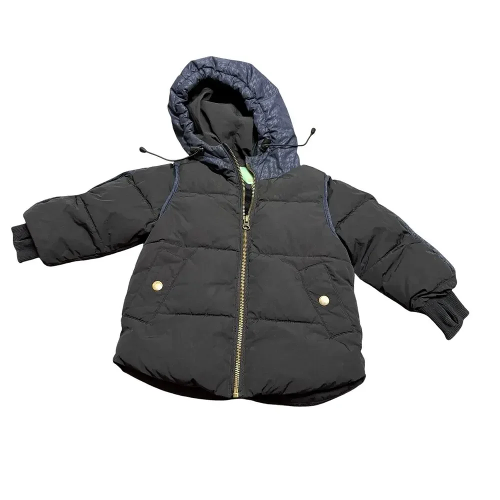 OO by Cozy Coop Kids Black Puffer Jacket Hooded Winter Coat Streetwear Core 2Y